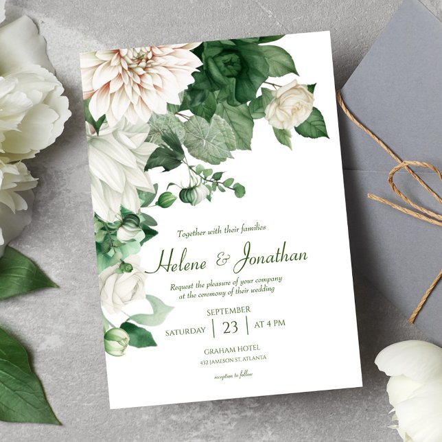 Convite Casamento do Jardim Botânico Elegante Moderno (Modern Elegant Botanical Garden Wedding Invitation)