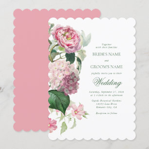 Convite Casamento do Jardim das Flores Rosa Romântica com 