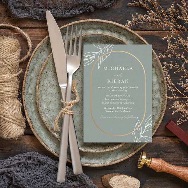 Convite Casamento do Jardim de Folha Verde Moderna (Criador carregado)