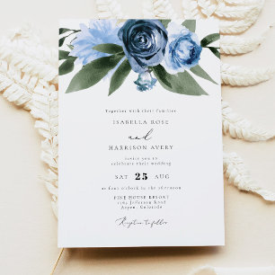 Convite Casamento do Jardim Floral Azul MILENA Dusty