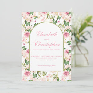 Convite Casamento do Jardim Floral de Blush Elegante