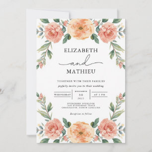 Convite Casamento do Jardim Floral de Lush Coral
