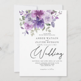 Convite Casamento do Jardim Floral Mauve Lilac, Dusty Purp