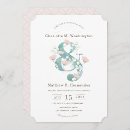 Convite Casamento do Jardim Floral Rosa-Rosa-Esmagador