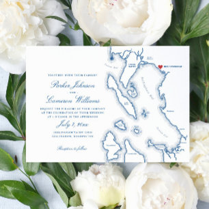 Convite Casamento do Mapa Elegante Bellingham Washington