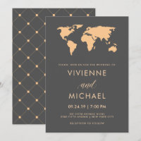 Casamento do Mapa Mundial de Cinzas Laranja e Enfu