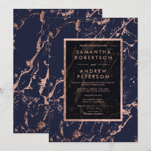 Convite Casamento do mármore do quadro do ouro do rosa do