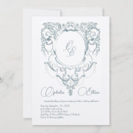 Convite Casamento do Monograma Barroco, vitoriano