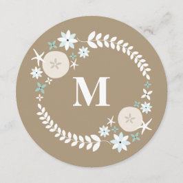 Convite Casamento do Monograma com Dólar de Areia de Praia