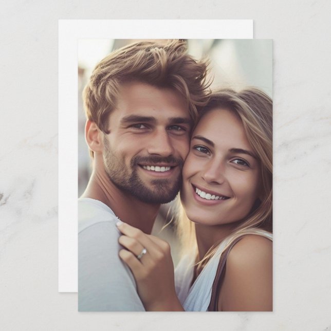 Convite Casamento do Monograma de Foto Elegante Moderno (Frente/Verso)