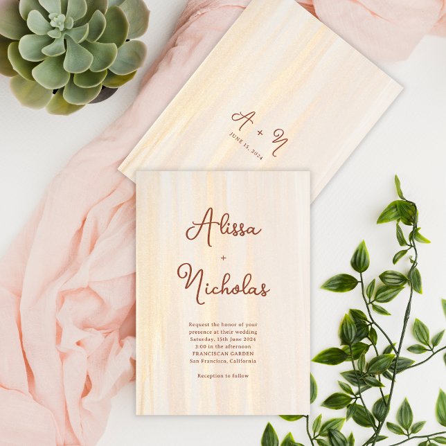 Convite Casamento do Monograma do Script Dourado & Terraco (Criador carregado)