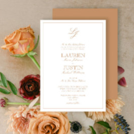 Convite Casamento do Monograma do Script Terracotta Clássi