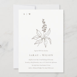 Convite Casamento do Monograma Floral Botânico Elegante