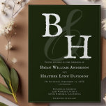 Convite Casamento do Monograma Minimalista Emerald Green<br><div class="desc">Convide seus hóspedes em estilo moderno e elegante com este Convite de Casamento de Monograma Minimalista Emerald Green. Mostrando as iniciais do casal unidas por um ampersor elegante, este design exumenta a simplicidade do eterno. O layout limpo e a refinada tipografia moderna destacam detalhes essenciais do casamento, enquanto a estética...</div>