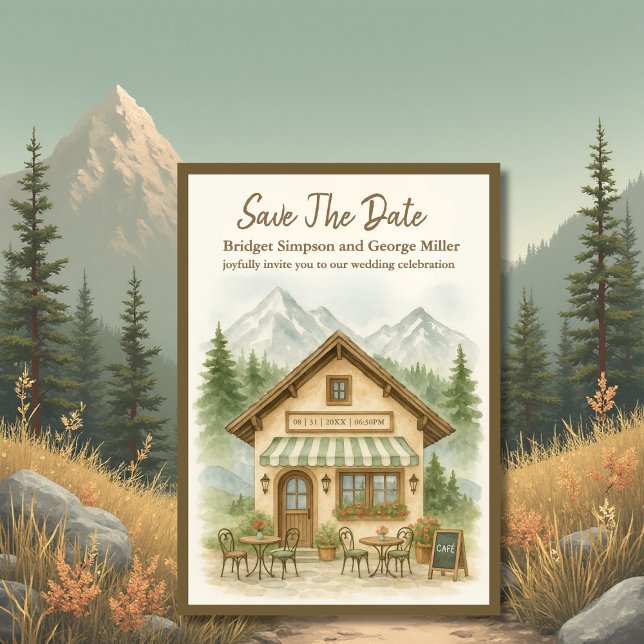 Convite Casamento do Monograma Rustic Mountain, salvar a d (Criador carregado)