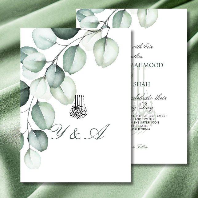 Convite Casamento do Na moda do Bismillah Islâmico Eucalyp (Criador carregado)