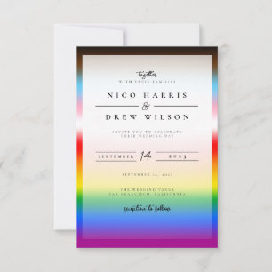 Convite Casamento do Orgulho LGBTQ+ Elegante