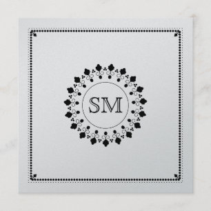 Convite Casamento do ornamentado do monograma prateado isl