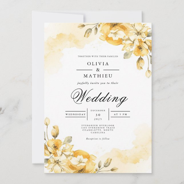 Convite Casamento do ouro Blossom Archway (Frente)