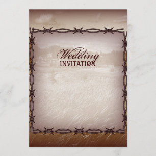 Convite casamento do país ocidental do arame farpado