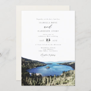 Convite Casamento do Parque Nacional do Lago Watercolor Ta