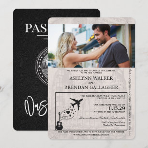 Convite Casamento do Passaporte Nashville Negro