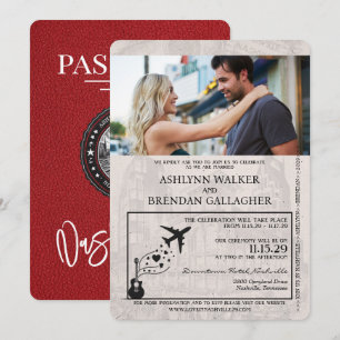 Convite Casamento do Passaporte Red Nashville