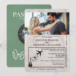 Convite Casamento do Passaporte Sage Green Nashville