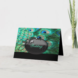 Convite casamento do pavão-de-bruxo romântico