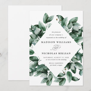 Convite Casamento do quadro do eucalipto   da aguarela