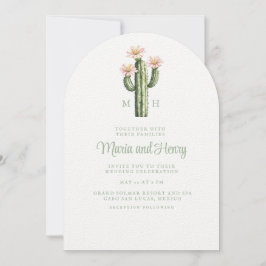 Convite Casamento do Rosa do Deserto Cactus Monograma