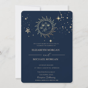 Convite Casamento do Sol e da Lua em Ouro Celestial