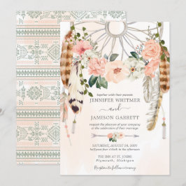 Convite Casamento do Sonho Boho Dreamcatcher Blushing