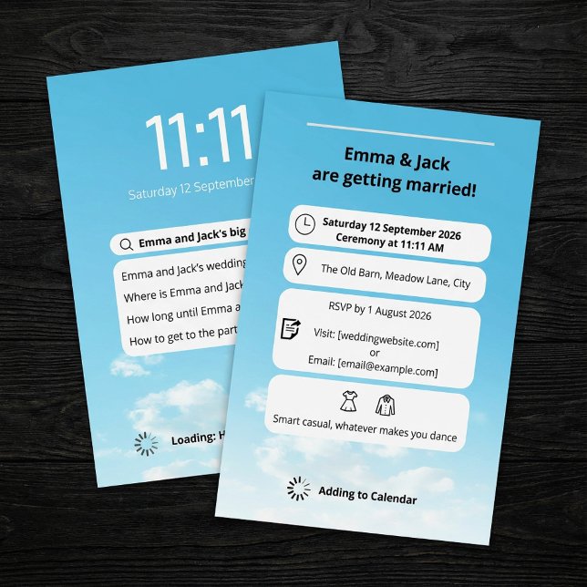 Convite Casamento do tema de pesquisa de Tela do Telefone  (Modern Phone Screen search theme wedding Invitation.)