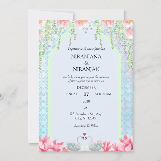 Convite Casamento do tema Lotus (Frente)