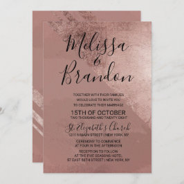 Convite Casamento do Triângulo Foil Faux Dourado Moderno R