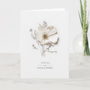 Convite Casamento Dobrado de Flor Branca Elegante