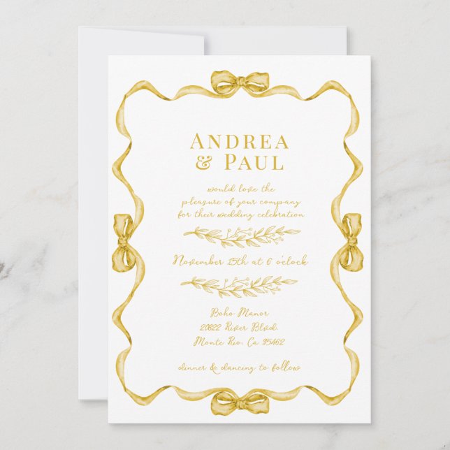Convite Casamento Doce Da Fita Whimsical (Frente)