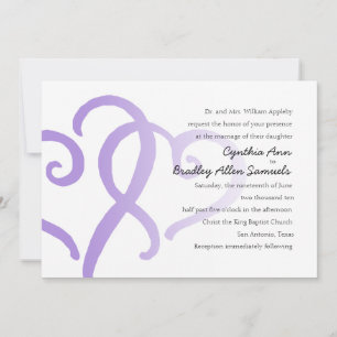 Convite Casamento Dois Corações Simples Roxo