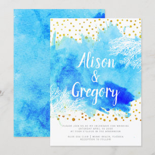 Convite Casamento dos confetes do ouro do recife de corais