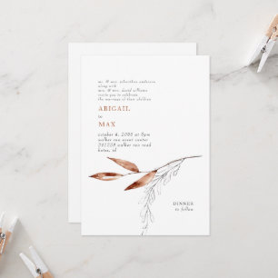 Convite Casamento dos Pais com Folhagem Moderna Branco/Ter