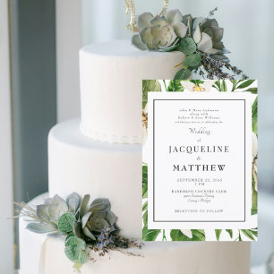 Convite Casamento dos Pais com Folhagem Verde Moderna