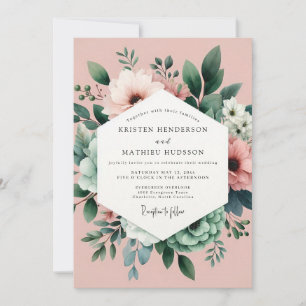 Convite Casamento dos Sonhos Botânicos Rosa