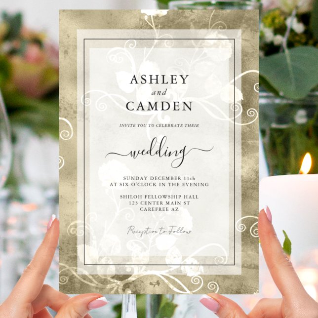 Convite Casamento Dourado Antigo Elegante (Criador carregado)