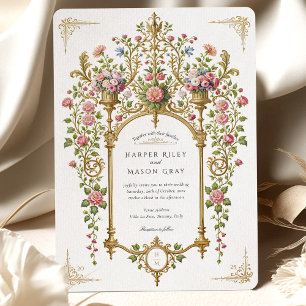 Convite Casamento Dourado Barroco Luxuoso