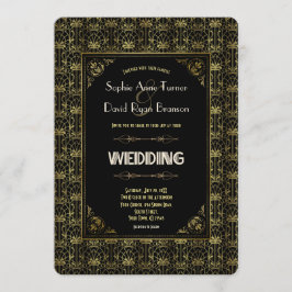 Convite Casamento | Dourado Black Roaring 20s Art Deco