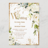 Casamento Dourado Botânico Floral Russo Branco