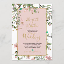 Casamento Dourado Chinoiserie Floral Elegante Rosa