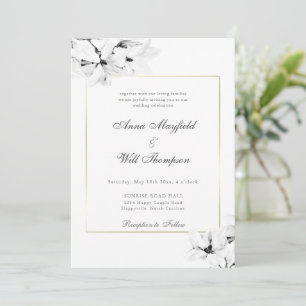 Convite Casamento Dourado Clássico da Magnolia Moderna Ele