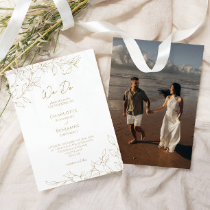 Convite Casamento Dourado Clássico, Fazemos Foto